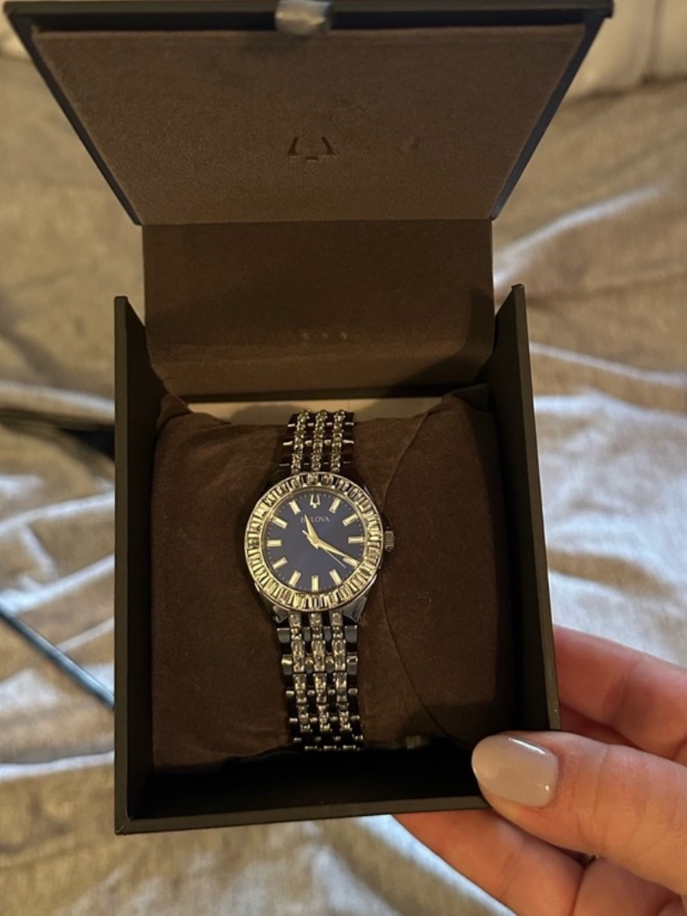 Bulova Silver Bracelet Watch with Blue Dial